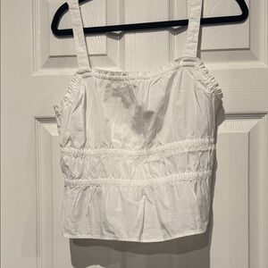 Madewell White Ruched Tank Top